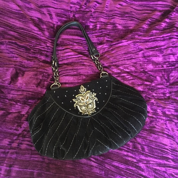 Million Wishes Handbags - ❌SOLD❌ Black Suede Bag with Chains